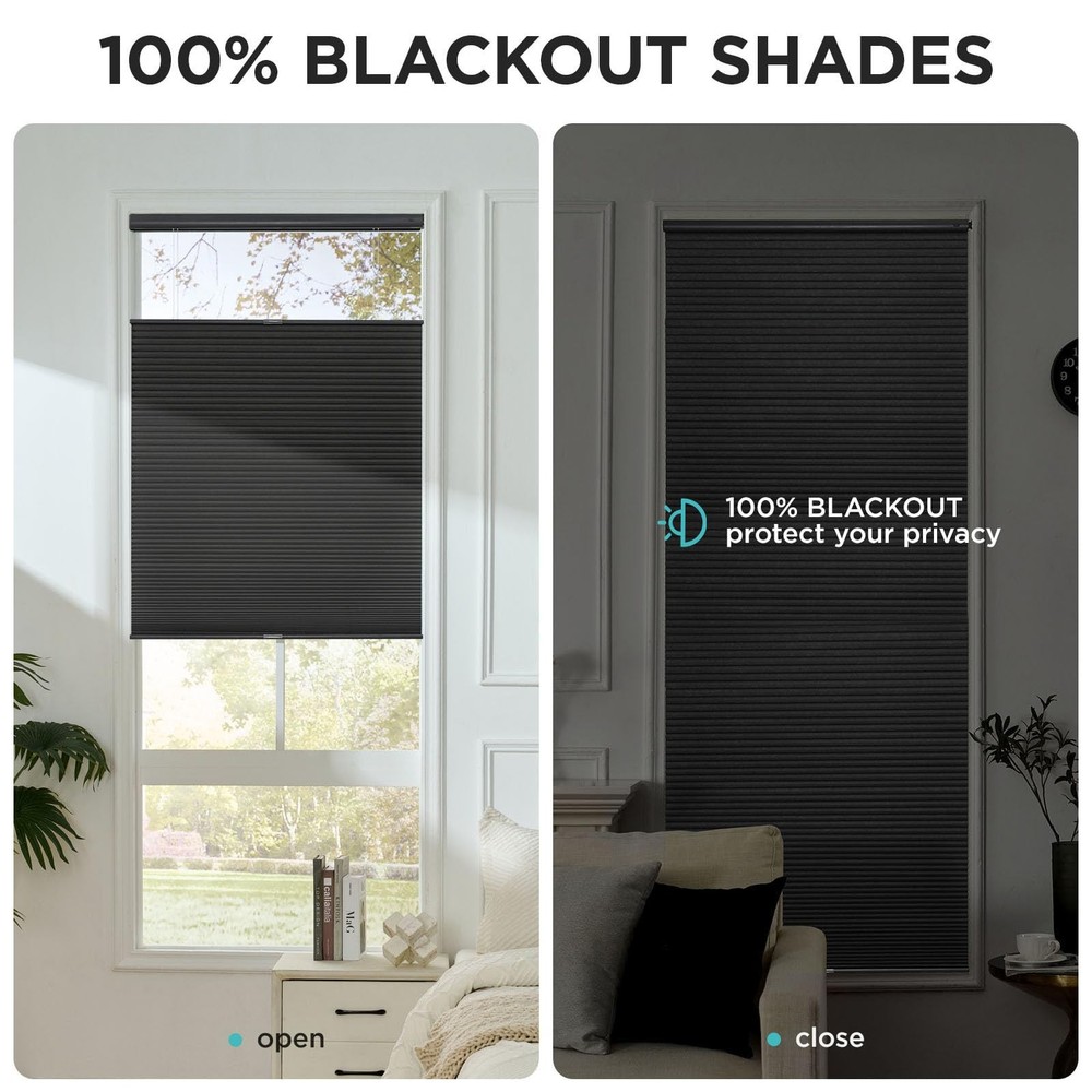No Tools No Drill Blinds for Indoor Windows, Cordless Window Blinds Cellular ...