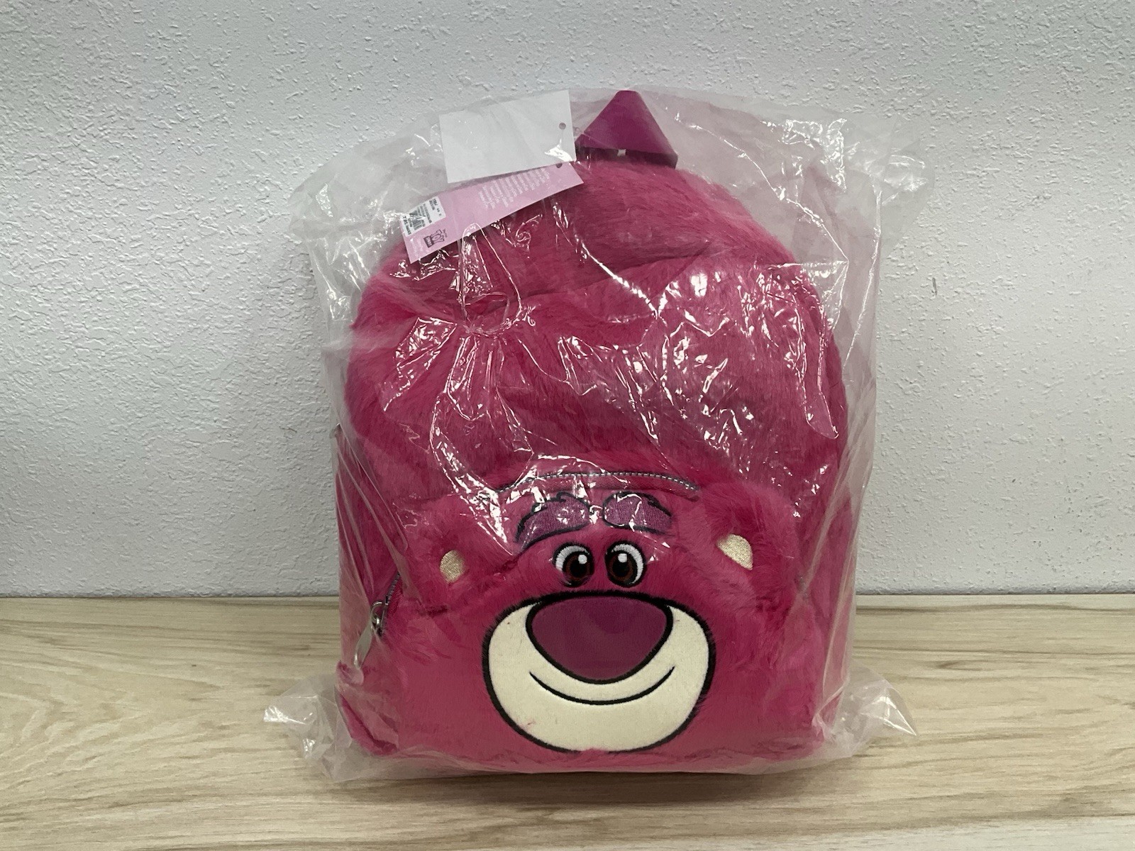 Disney Pixar Toy Story Lotso Plush Backpack Pink Bear Zipper Bag New w Tags