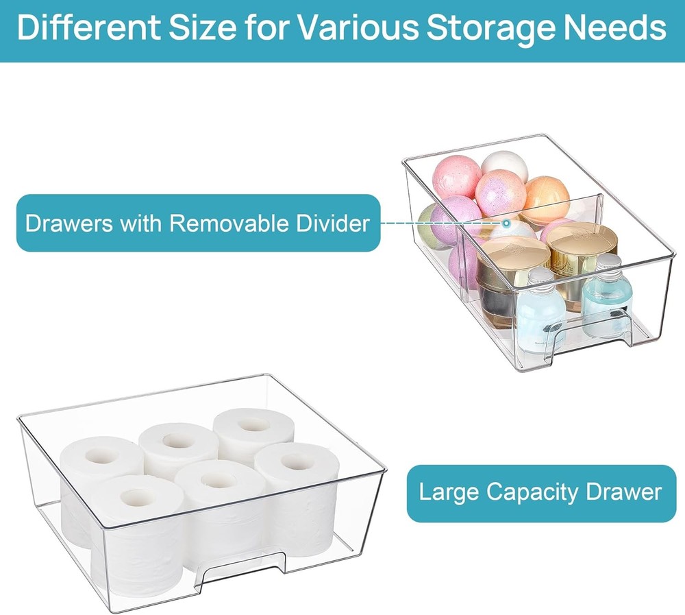 3 Pack Stackable Storage Drawers Easily Assemble Acrylic Bathroom Undersink