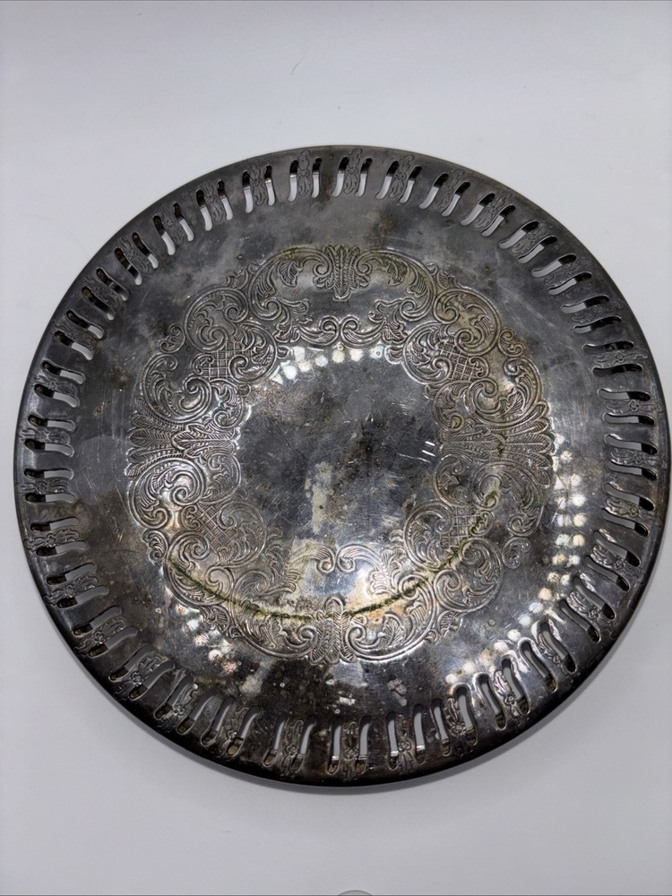 Vintage Viking Plate E.P. On Copper 6.5” Round Pierced Embossed Trivet