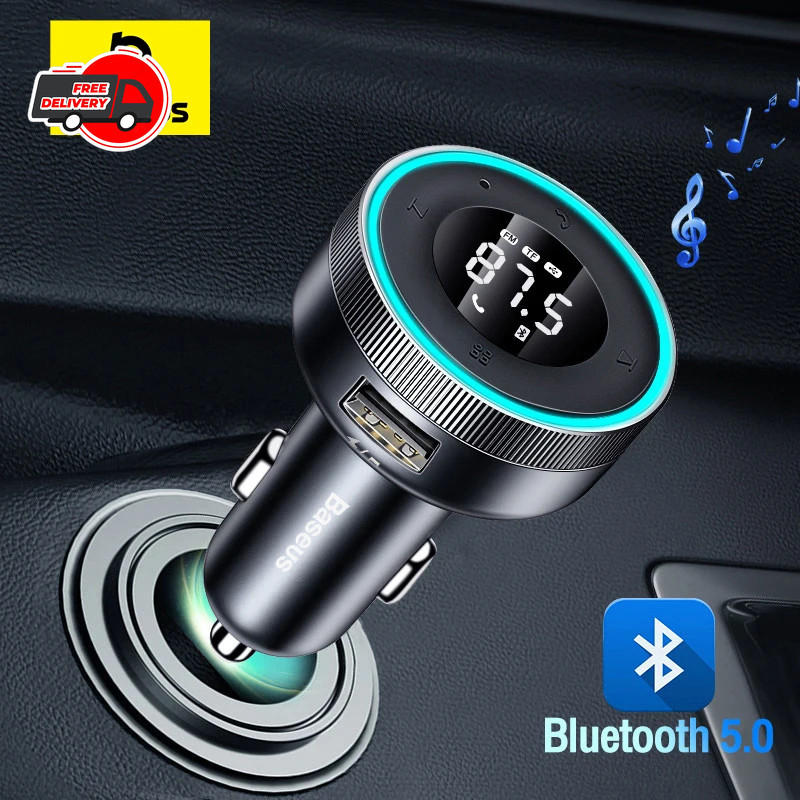 Baseus Bluetooth 5.0 FM Transmitter Car USB Fast Charger MP3 Player Kit