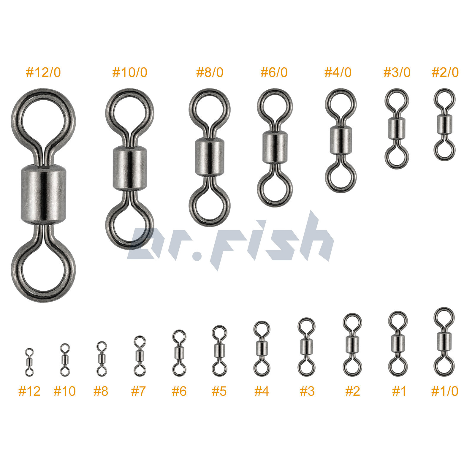 Rolling Barrel Swivels 20Lb-1323Lb Fishing Swivels Solid Ring #12-10/0 Bulk