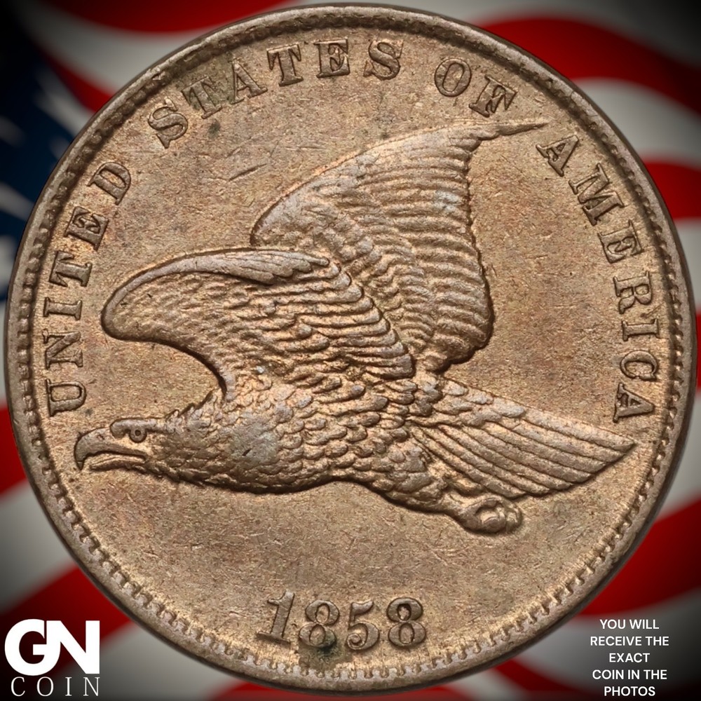 1858 SMALL LETTERS Flying Eagle Cent Penny A8250