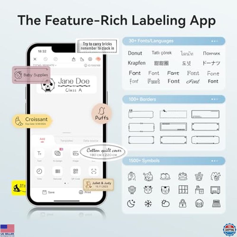 NIIMBOT Label Maker Machine Bluetooth Label Printer for School Home Office