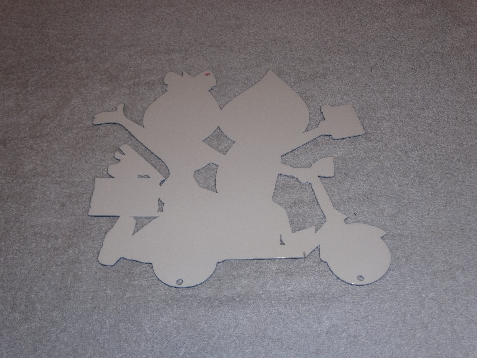 VINTAGE ESSO OIL DROP BOY & GIRL ON VESPA SCOOTER W/ DOG 12" METAL GASOLINE SIGN