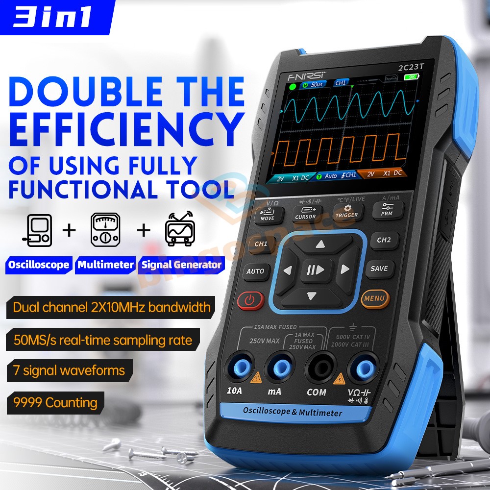 FNIRSI 2C23T Handheld Digital Oscilloscope Multimeter Function Signal Generator