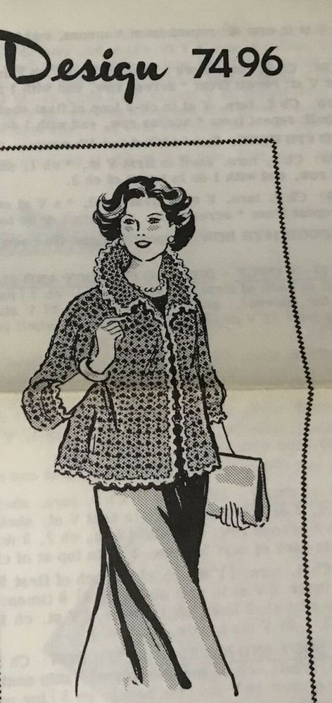 7496 Vintage Design jacket Pattern to CROCHET  (Reproduction)