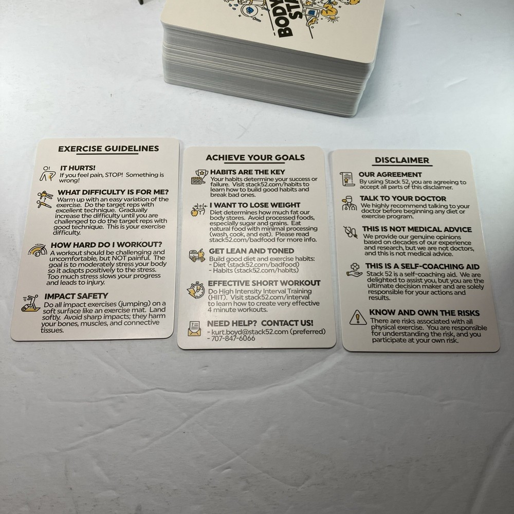 Stack 52 Bodyweight Exercise Workout 104 Playing Cards Mega Pack Mint Condition