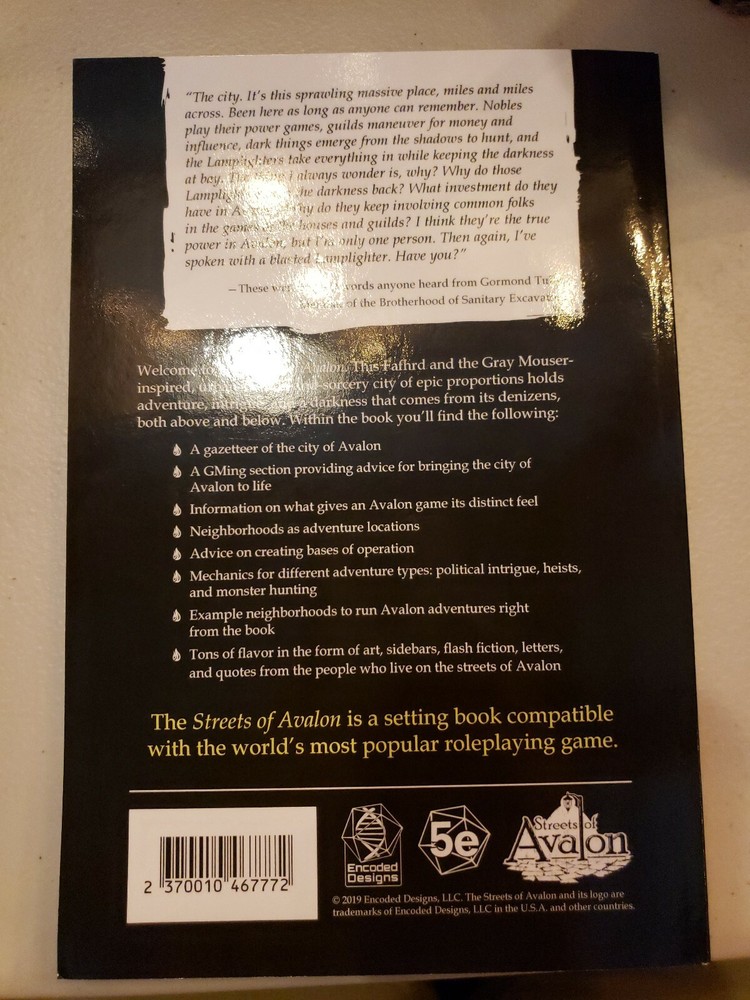 Streets Of Avalon 5e D&d Setting Book