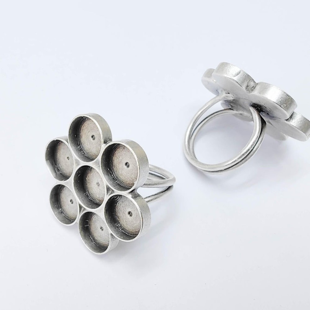 Multi Bezel Ring, Setting Blank Cabochon Mounting Adjustable Brass 10mm G37557