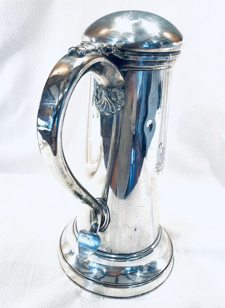 IMPRESSIVE VICTORIAN SILVER PLATED LARGE ECCLESIASTIC FLAGON.