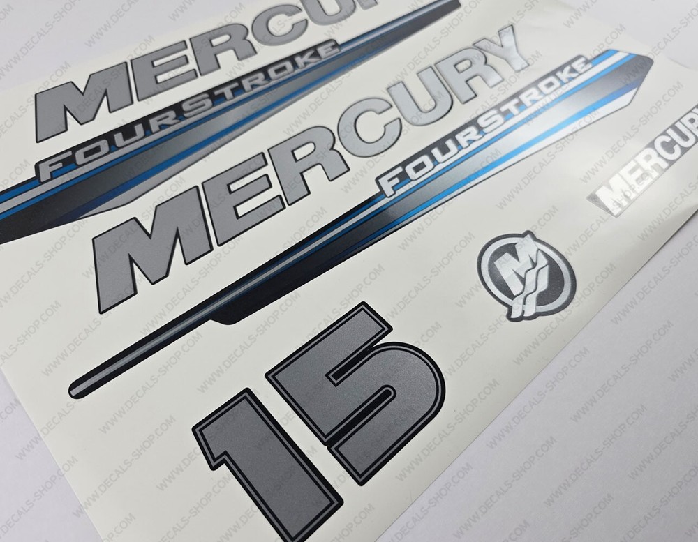 Mercury 15 hp Four Stroke 2013-2017 BLUE outboard engine decals sticker