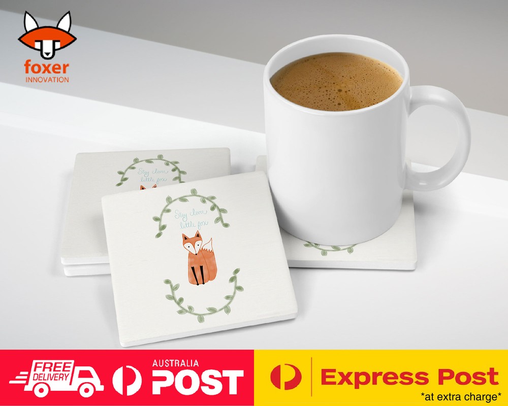 COASTER COFFEE DRINKING MAT|CUTE ORANGE FOX SKETCH ART