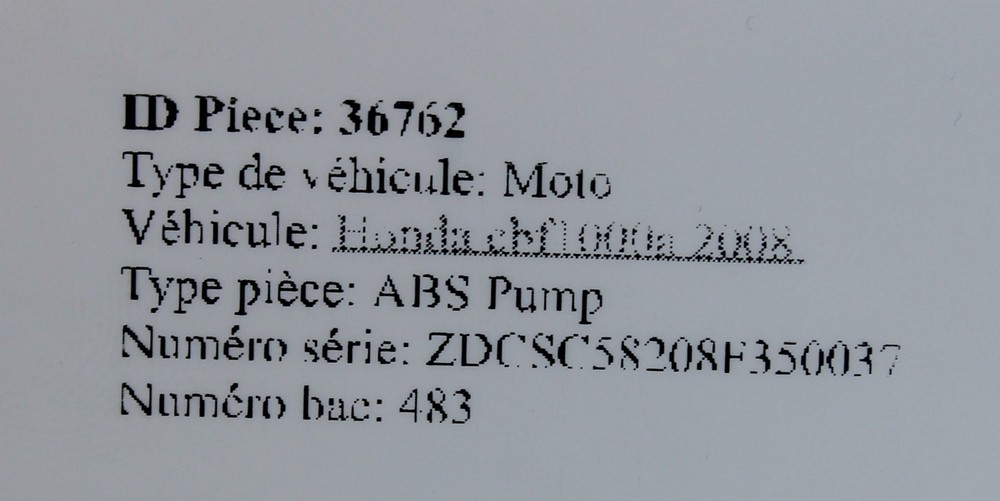 2008 Honda Cbf1000 Abs Pump Unit Module 57110-mfa-d13
