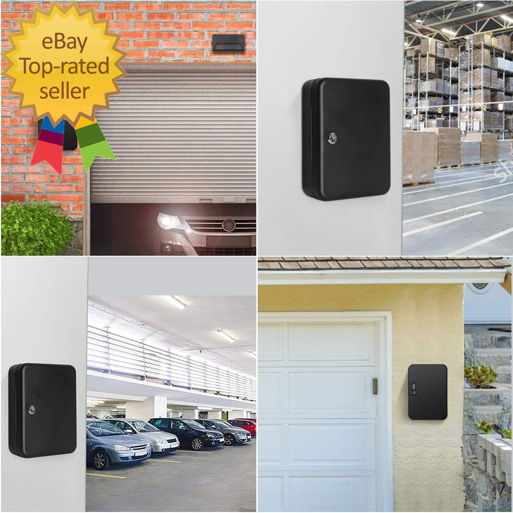 Wall Mount Key Storage Box with Code, Locking Key Cabinet Security, 48 Key Hooks