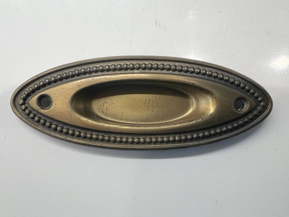SET OF 10 OVAL VINTAGE BRASS PLATED WINDOW SASH PULLS LIFTS
