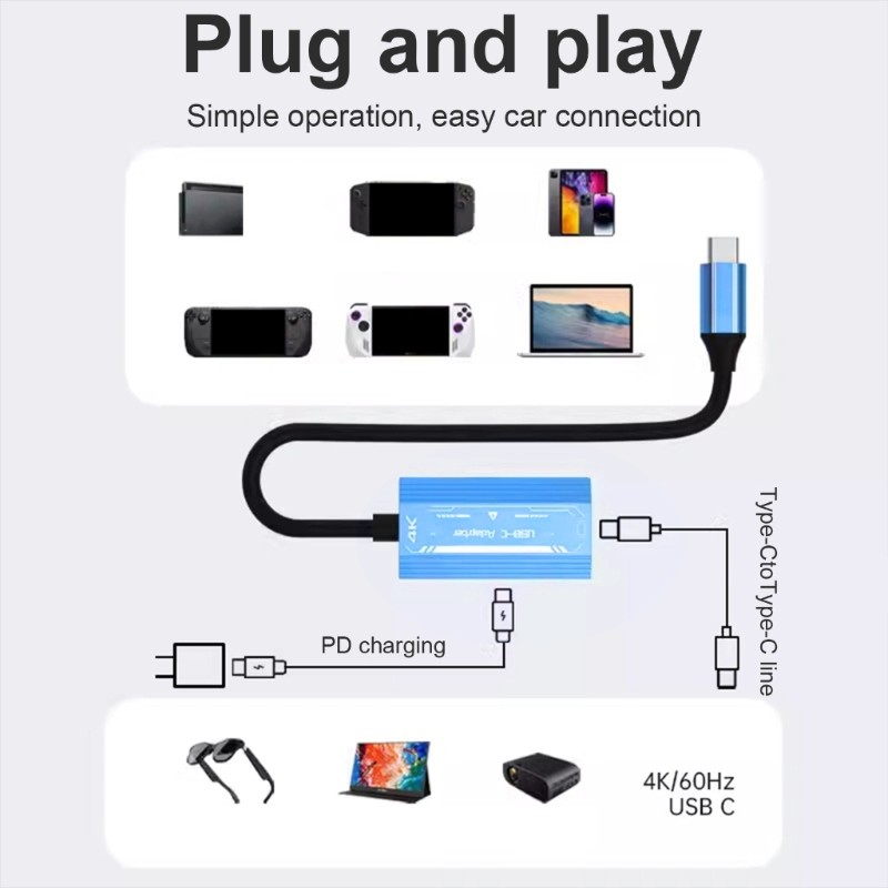 Type C to Type C Video PD100W Power Converters for AR Glasses Tablets