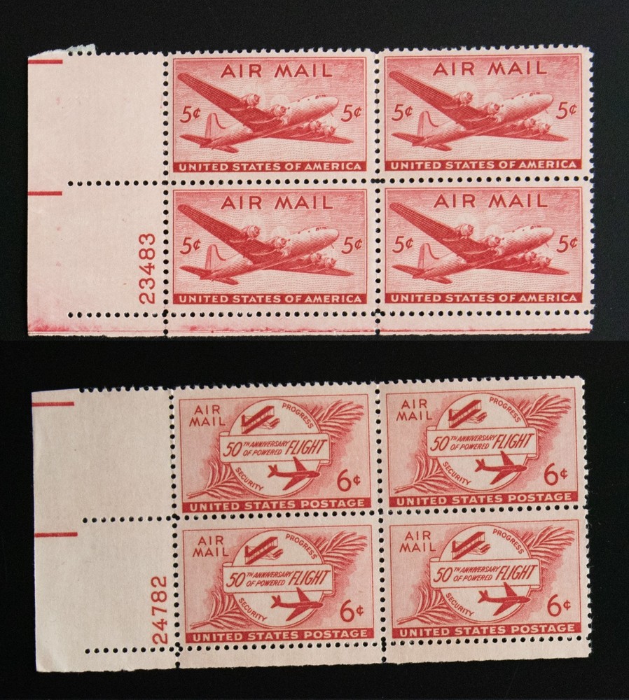 US Scott # C32, C47  Plate Blocks MNH