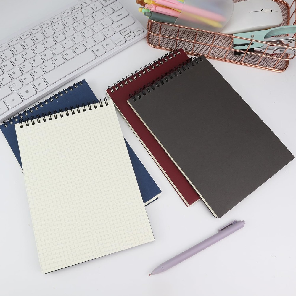 4 Pack Graph Paper Notebook, A5 Top Wirebound Grid Spiral Notebook 5.8" x 8.3",6