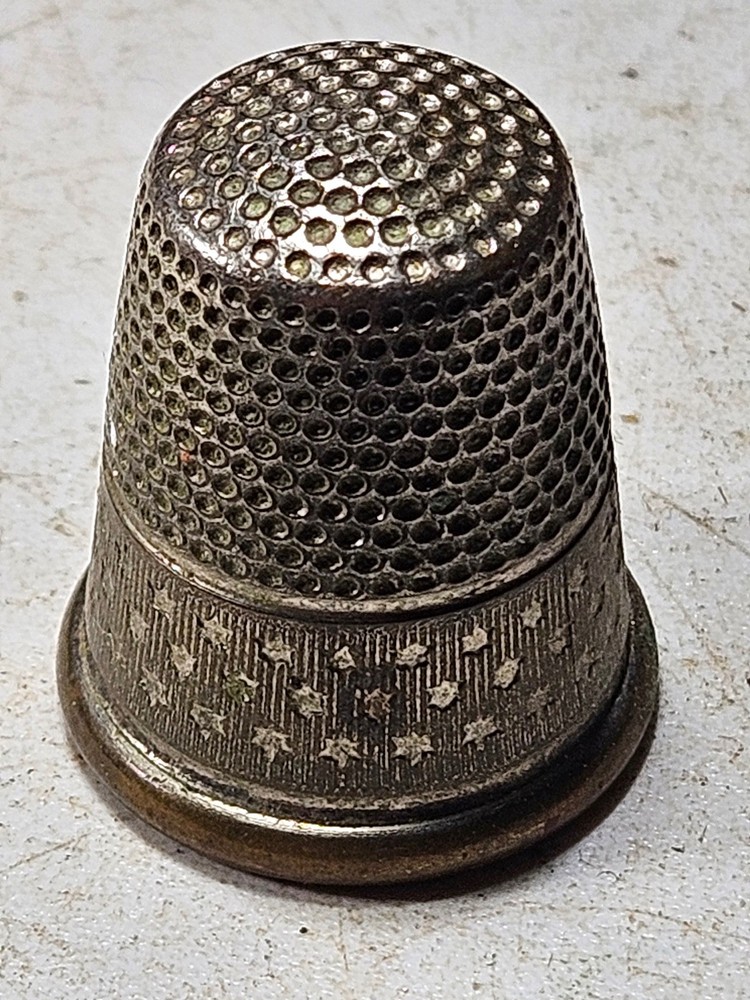 Victorian Era Sterling Silver Star Pattern Thimble Antique Sewing Accessory