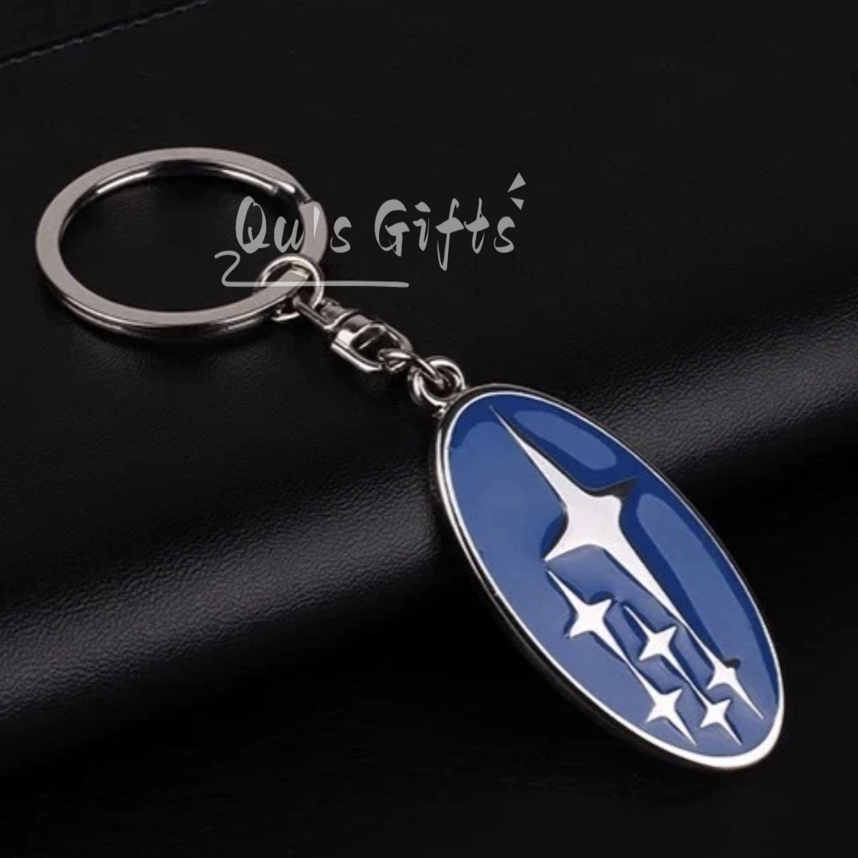 Subaru Star Cluster Style Keychain – Blue Oval Metal Key Ring