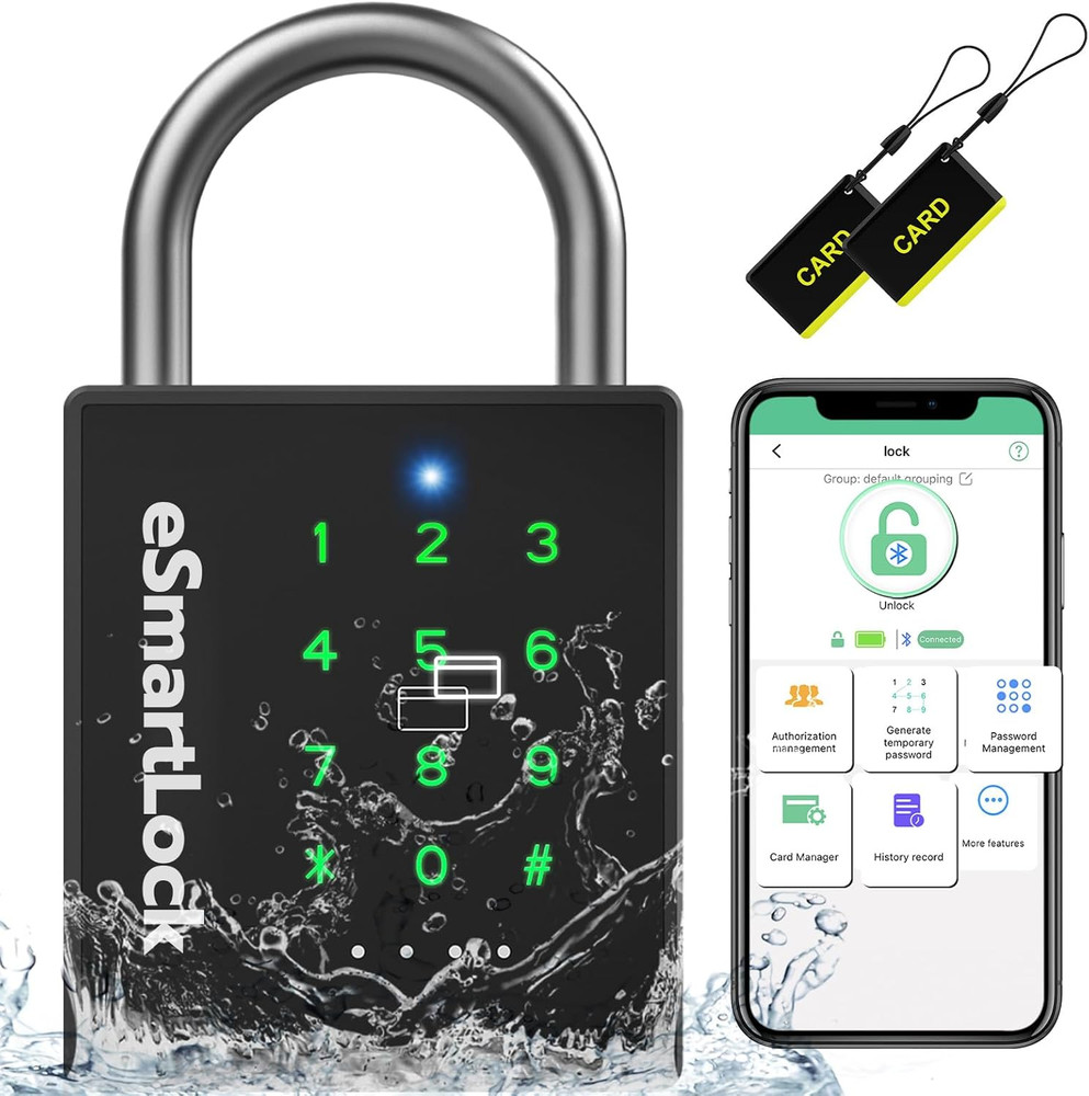 Pothunder Smart Heavy-Duty Padlock with Biometric and RFID Security Features