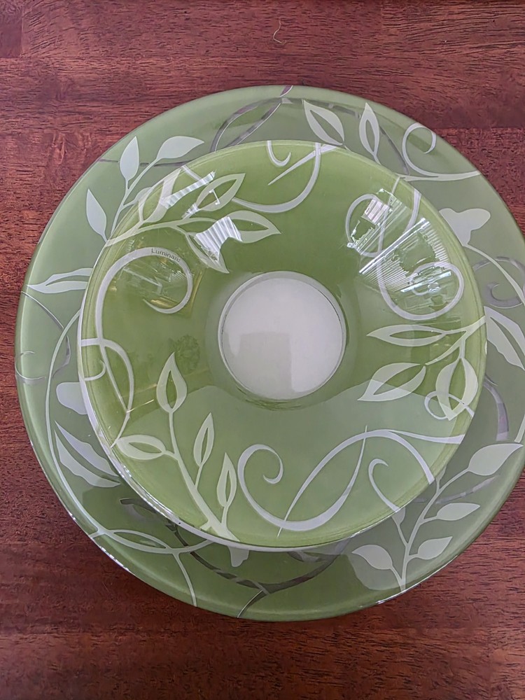 Luminarc Green Leaf Pattern Glass Dinnerware Set - 6-Piece