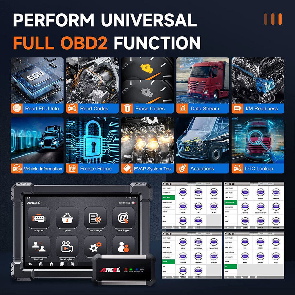 ANCEL X7 HD Heavy Duty Truck Diagnostic Scanner DPF Regen Tool OBD2 Code Reader