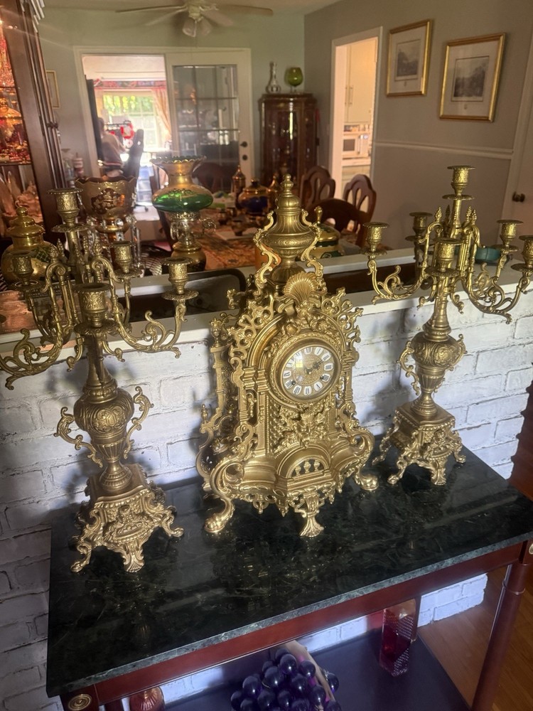Imperial Italian solid brass clock set 24 inches high
