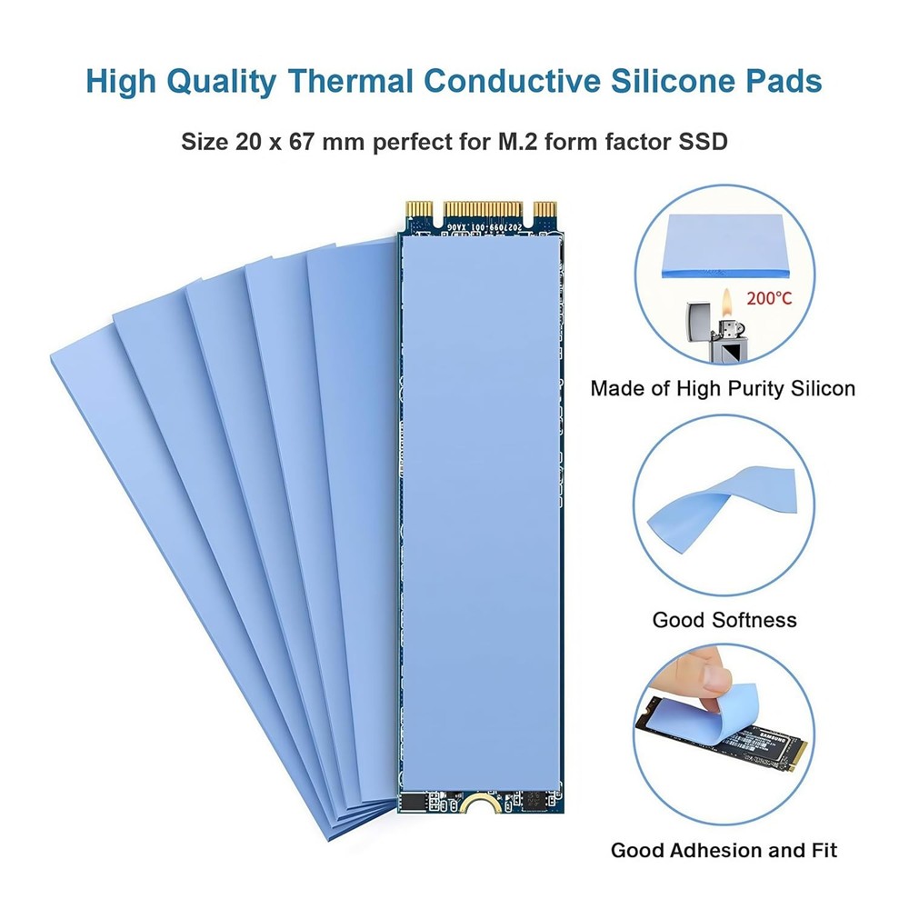 Easy-to-Apply Thermal Conductive Pads - 6 Sizes for Efficient Cooling Solutions