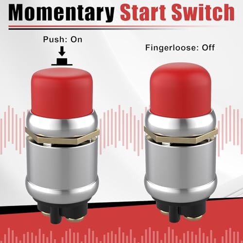 3 PCS Push Button Starter Switch 12V 50A, Waterproof Momentary Start red-3