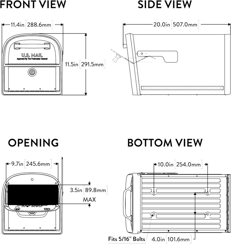 Heavy Duty Galvanized Steel Mailbox - White