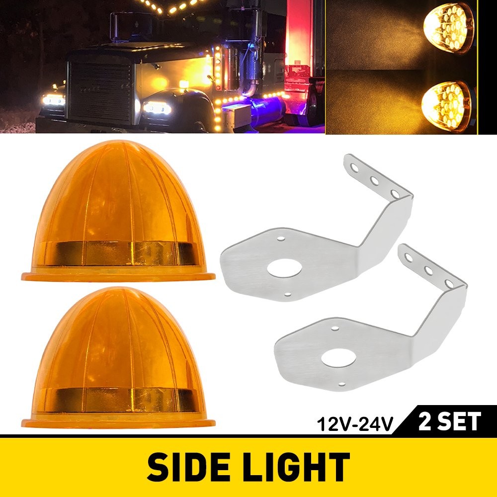 Watermelon Light Frame Bracket Angled Mount Billet Clamp + LED Amber Lamp Set`