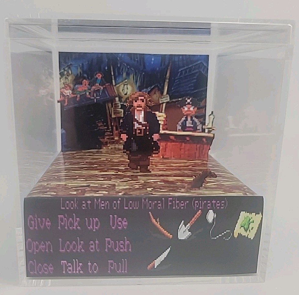 Monkey Island 2 Retro PC 3D Cube Handmade Diorama Video Game Shadowbox