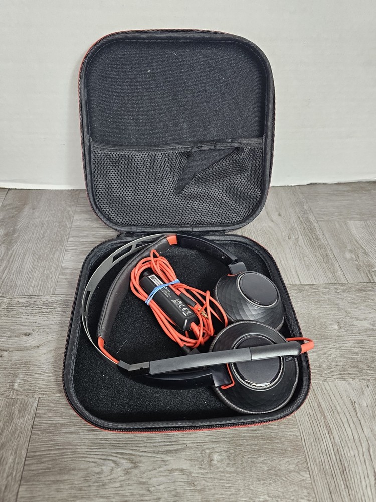 Plantronics Poly Blackwire 5220 Stereo USB Wired Headset With Mic & Case*Tested*