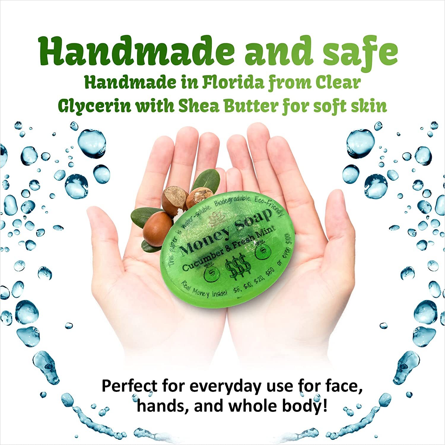 1 Money Soap Bar with Real Cash Inside Up to $100 Bill Inside in Each Bar