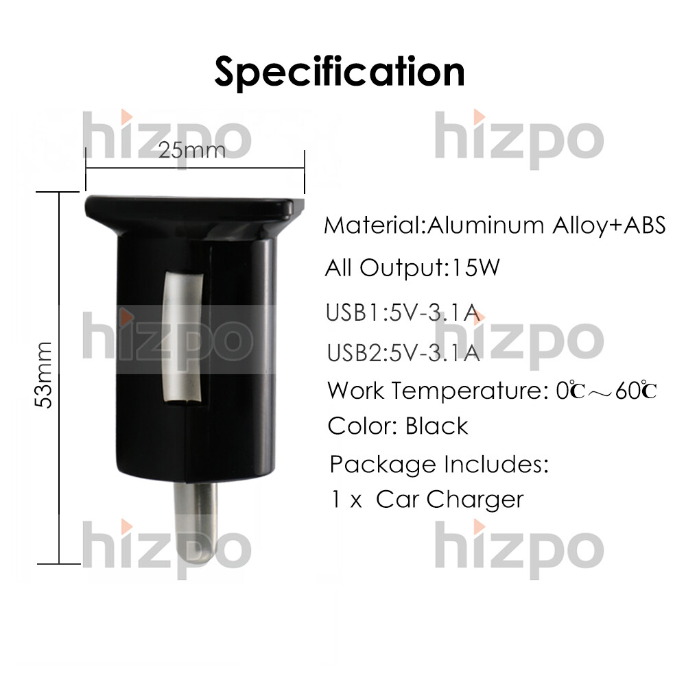 USB Car Charger Cigarette Lighter Socket 2 Port Adapter For Android And iPhone