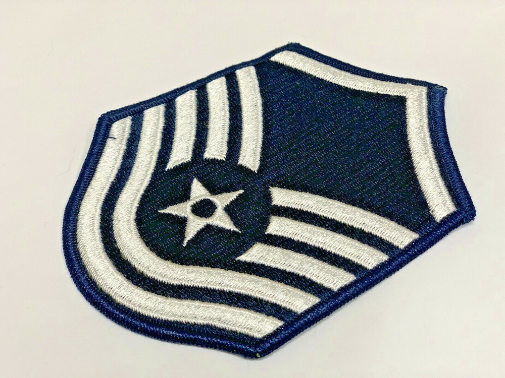 2 USAF U.S. AIR FORCE MASTER SERGEANT EMBROIDERED BLUE PATCH PAIR NEW 8219