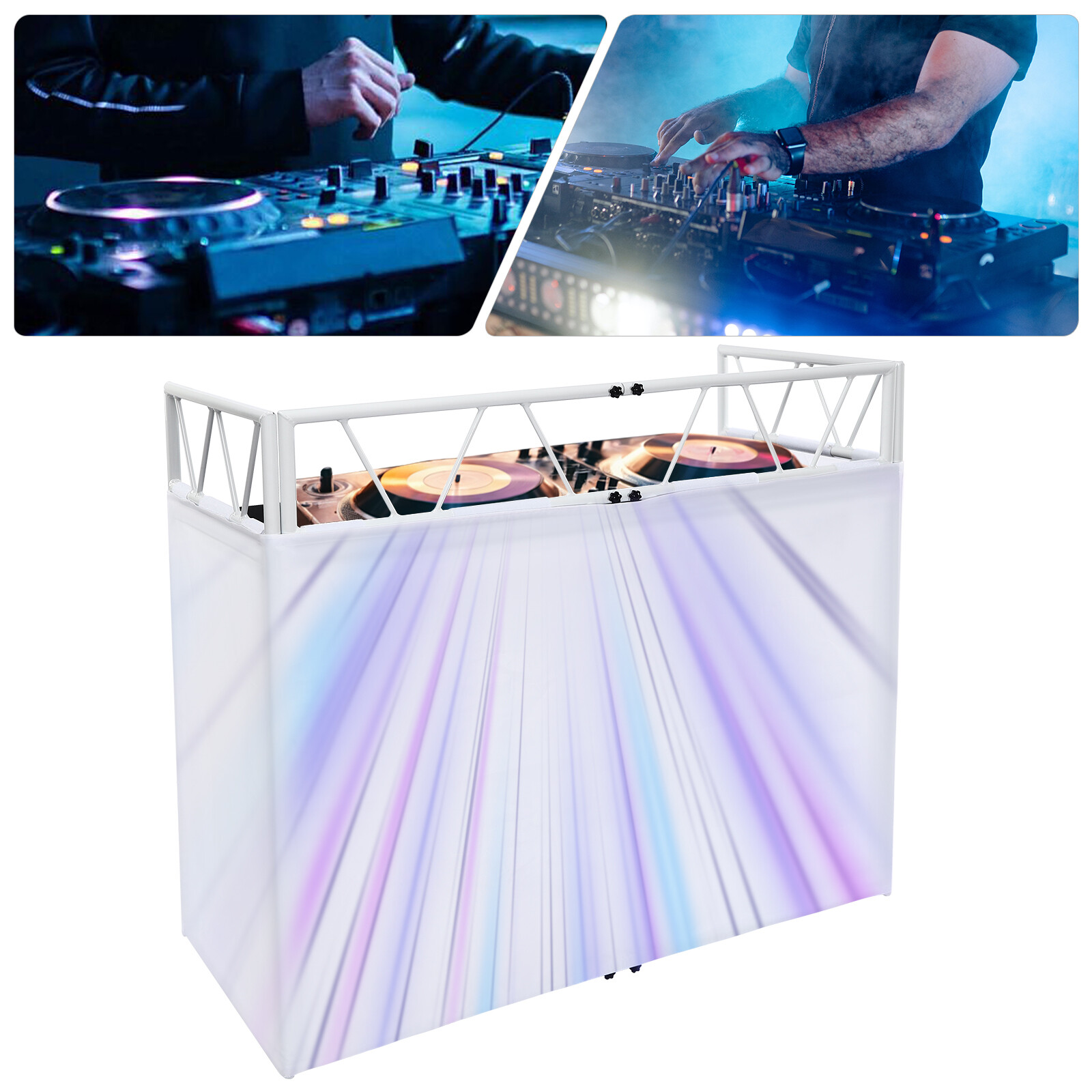 Portable DJ Booth Standing DJ Table Station Facade Foldable Controller Stand