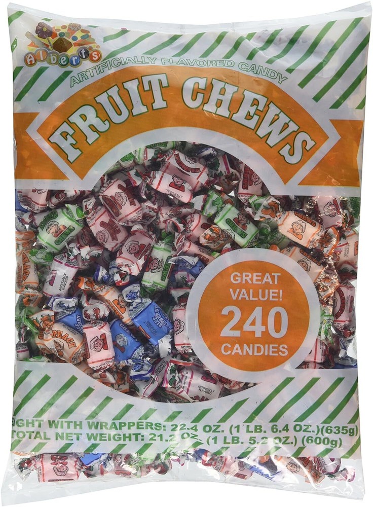 Alberts Fruit Chews 240 Count Assorted Fruit Candy Individually Wrapped Treats