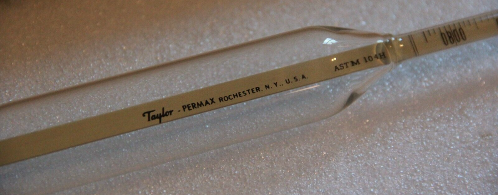 VINTAGE TAYLOR HYDROMETER SPECIFIC GRAVITY, No.H4244, ASTM 104H.