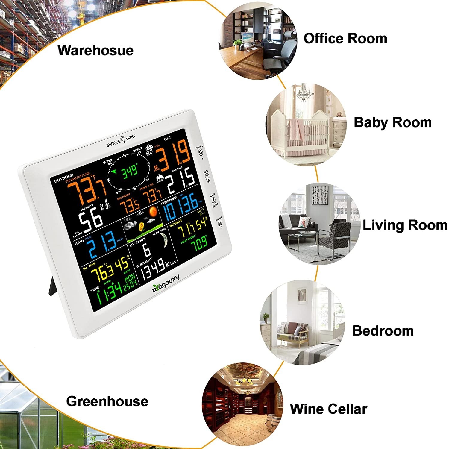 Home Wi-Fi Smart Weather Station Big 10" Color LCD and Outdoor Wireless Sensors