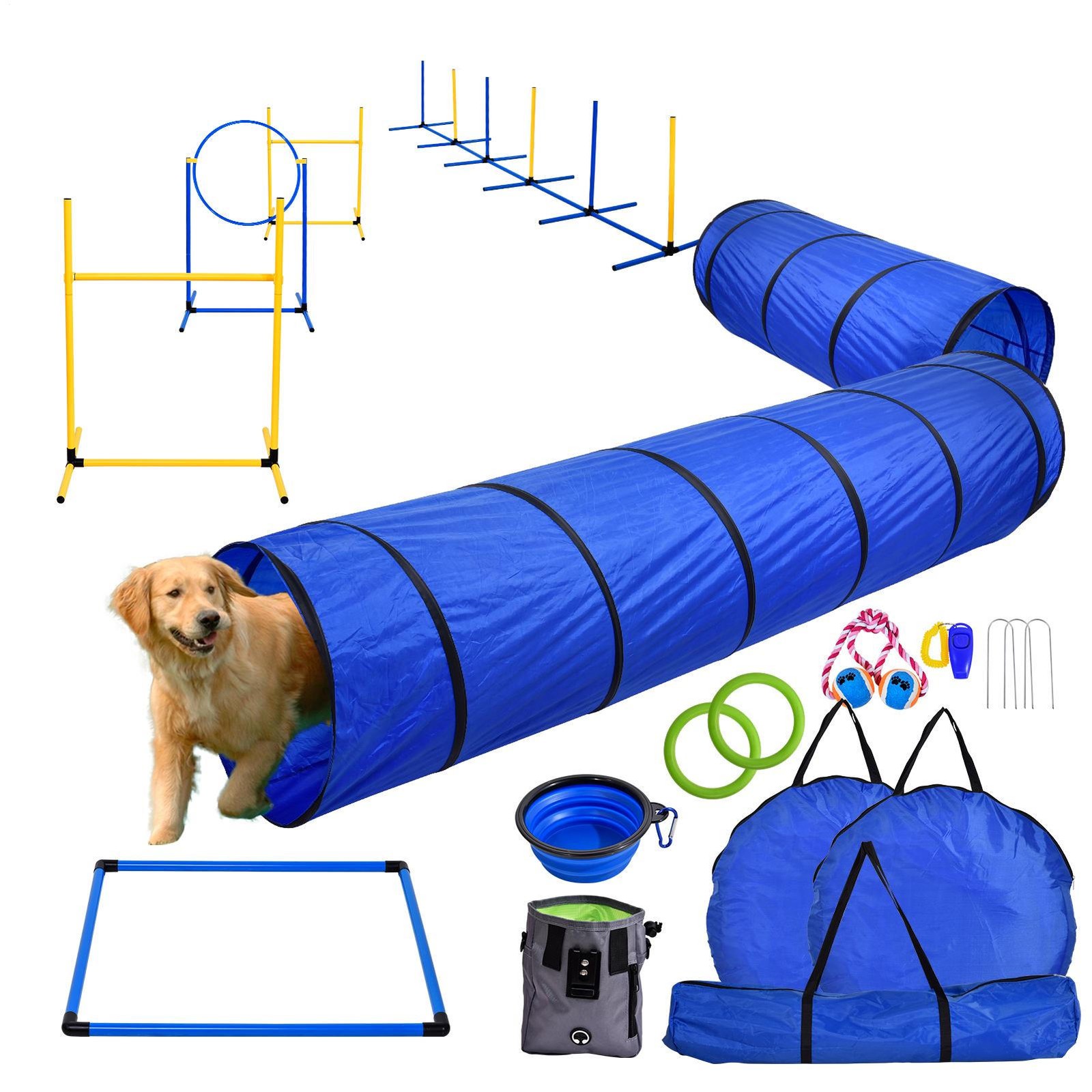 Outdoor 5 PCs Dog Pet Agility Training Equipment Backyard Starter Course Set--