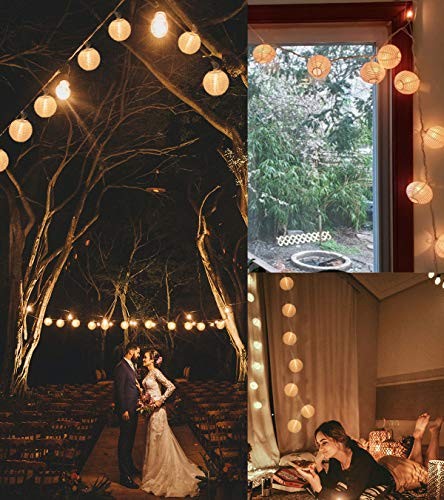 Mini Lantern Lights String Outdoor, 3 Inch Globe 1 20CT White Mini Lantern