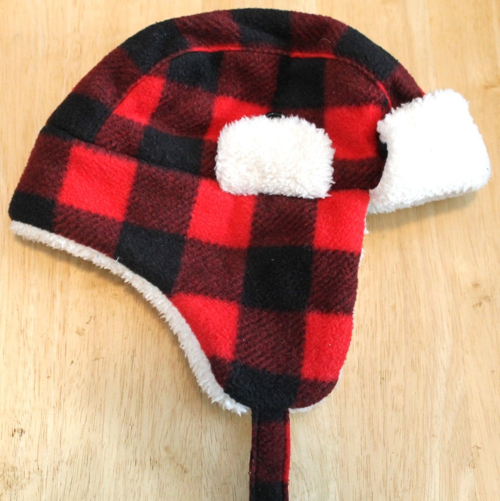 Plaid child's hunters hat with ear flaps