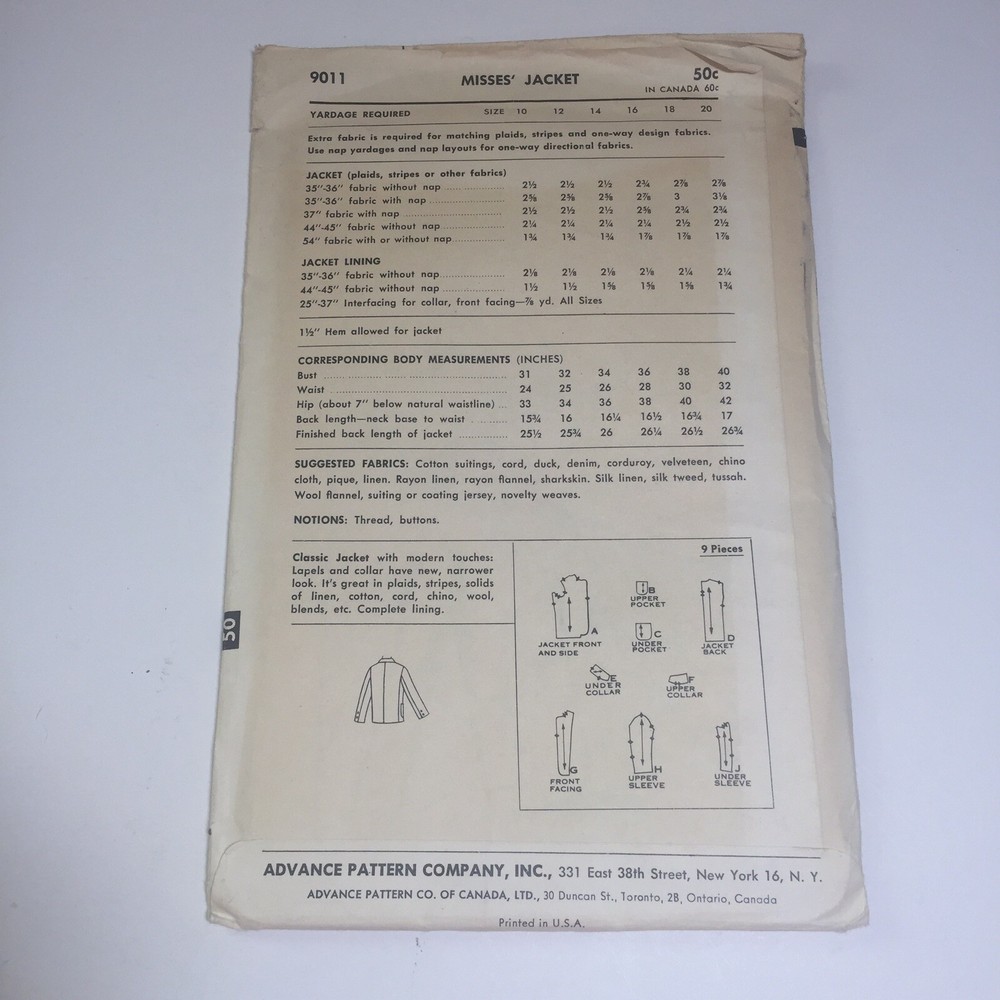 Advance 9011 Size 16 Lined Jacket