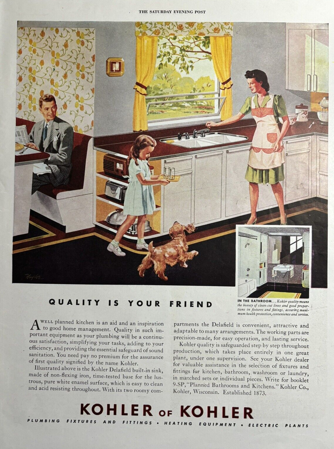 1946 Kohler Plumbing Fixtures Fittings Heating Equipment Electrical VTG Print Ad