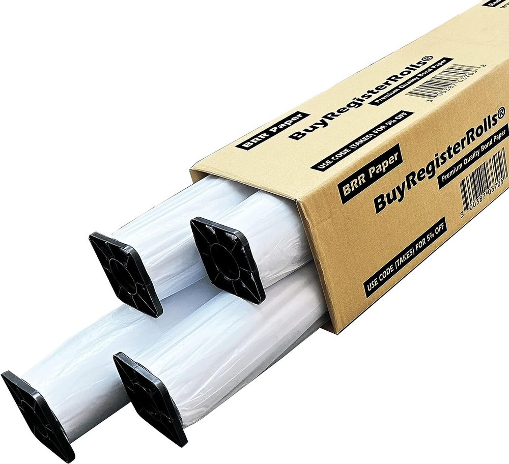 Premium Bond Paper 4 Rolls 36 x150 CAD Plotter Wide Format Printing High Quality