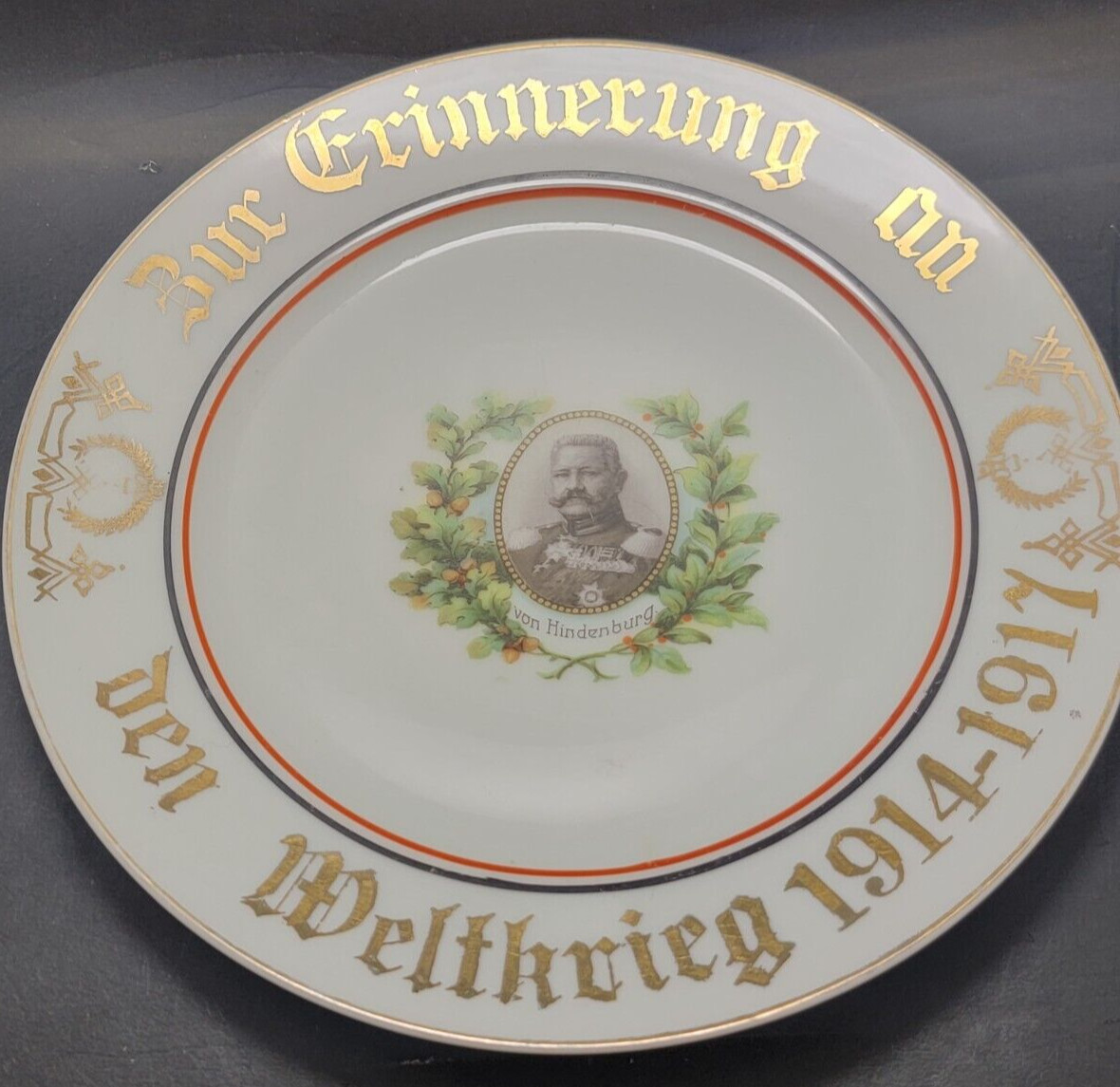 Antique WW1 Marshall Von Hindenburg Prussia Germany plate plaque Portrait RARE!