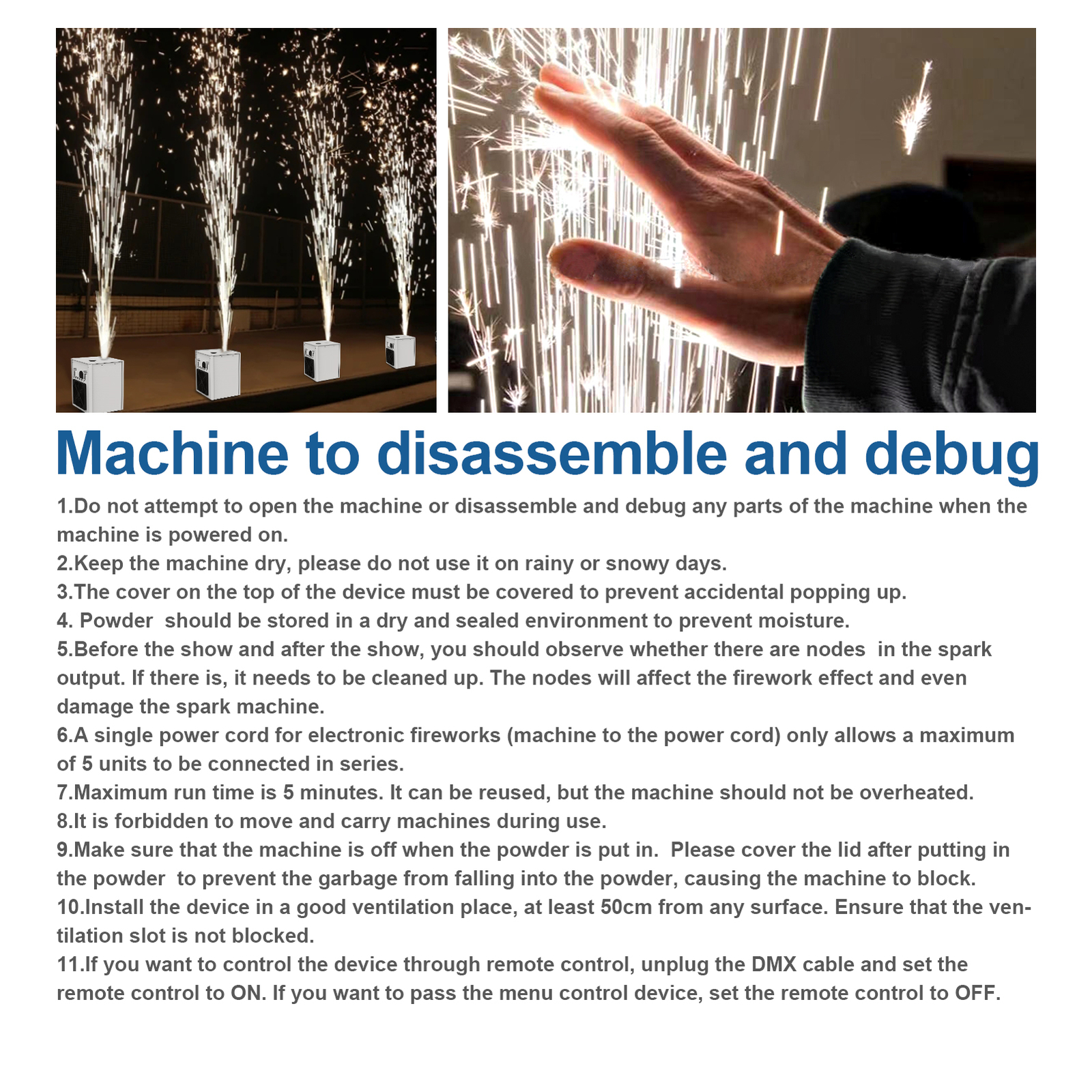 700W Cold Spark Machine Party Stage Sparkle DJ Party Show With Flight Case